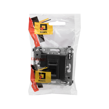 Телефонная розетка RJ-12 в стену одинарная, "Avanti", "Черный матовый" DKC