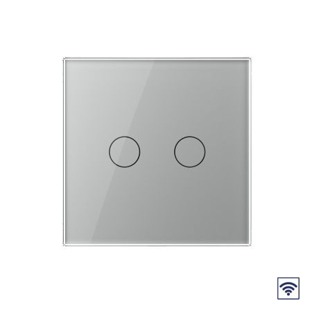Сенсорный радиоуправляемый выключатель 2 клавиши 1 пост Серый Livolo