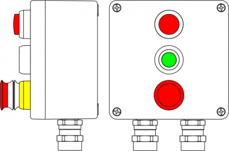 Взрывозащищ. пост упр. из алюминия CPE-A-17-(1xLR(220)-1xP1G(11)-1xP3E(11))-2x6018AASBKGM2SB(C)1Ex d e IIC T6 Gb / Ex tb IIIC T80°C Db IP66 DKC