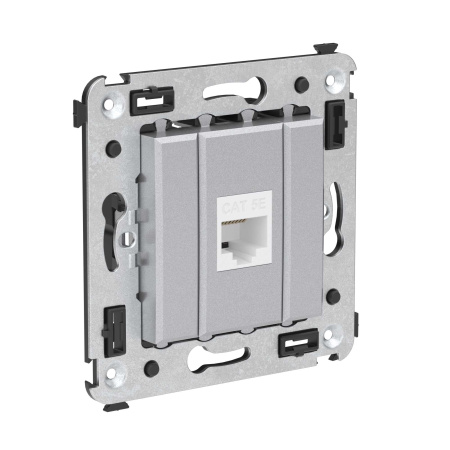 Компьютерная розетка RJ-45 без шторки в стену, кат.5е одинарная, "Avanti", "Закаленная сталь" DKC