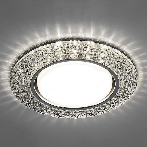 Св-к встр.с белой LED подсветкой Feron CD4032 потолочный GX53 без лампы, прозр., хром