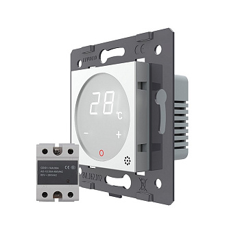 Терморегулятор пола 16А, сенсорное упр., датчик воздуха, твердотельное реле, Серый (мех.) Livolo