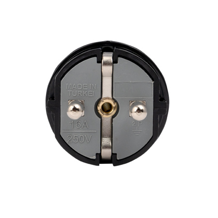 Вилка прямая усиленная с заземлением черная 16А 250В Proxima EKF