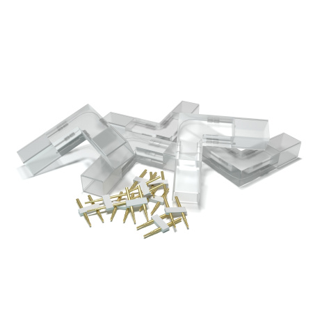 AC-06 Комплект коннекторов Г-образный для соединения светодиодной ленты 220В, smd2835, 60д/м, 5шт. (для арт. O17-01, O17-02, O17-03) OGM