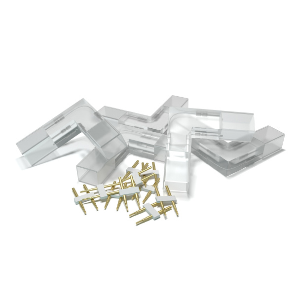 AC-06 Комплект коннекторов Г-образный для соединения светодиодной ленты 220В, smd2835, 60д/м, 5шт. (для арт. O17-01, O17-02, O17-03) OGM