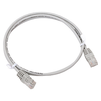 Патч-корд TERACOM Cat,5E (1Гбит/с) неэкранированный UTP оболочка PVC серый (1м) EKF