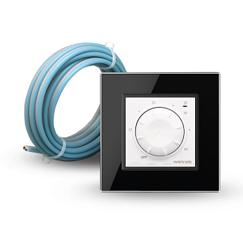 Терморегулятор Welrok RTP для рамки LIVOLO с механическим управлением, датчик пола 3 м, цвет белый с черной рамкой