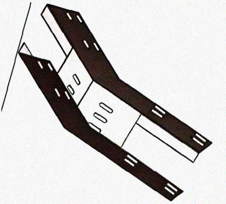Лоток перфорированный КП 400х65-45 УТ1,5 для поворота трассы вверх на 45, горячее цинкование S1,5
