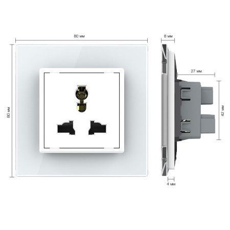 Розетка универсальная 1 модуль Белая Livolo