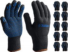 Утеплённые перчатки МАСТЕР, трикотажные, покрытие ПВХ (точка), 10 пар, размер L-XL ЗУБР