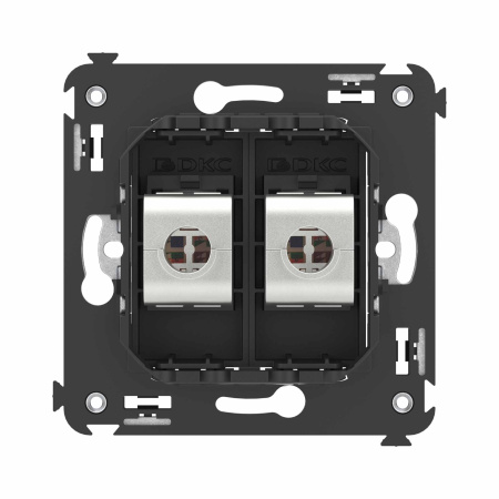 Компьютерная розетка RJ-45 без шторки в стену, кат.6А двойная экранированная, "Avanti", "Черный матовый" DKC Компьютерная розетка RJ-45 без шторки в стену, кат.6А двойная экранированная, "Avanti", "Черный матовый" DKC