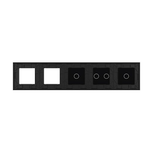 Панель для 3-х сенсорных выключателей и 2-х розеток, 4 клавиши (1+2+1), цвет черный, стекло Livolo фото 4