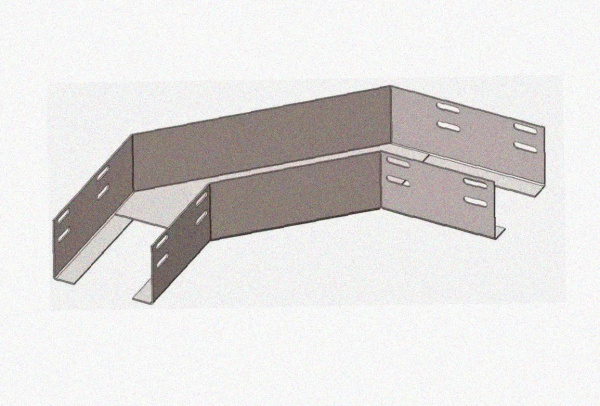 Лоток угловой замковый перфорированный КГЗ 75х65-90 УХЛ1 поворот на 90, горячее цинкование, S1,5