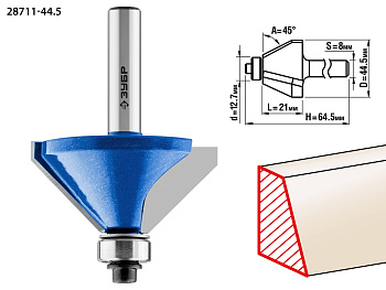 44,5x23мм, фреза кромочная калевочная(фасочная) №9 ЗУБР
