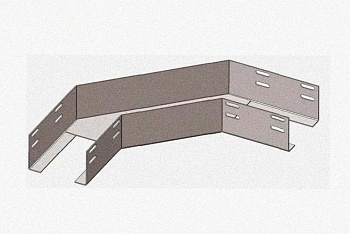 Лоток угловой замковый глухой КГЗГ 400х50-90 УХЛ1 поворот на 90, горячее цинкование, S1,5