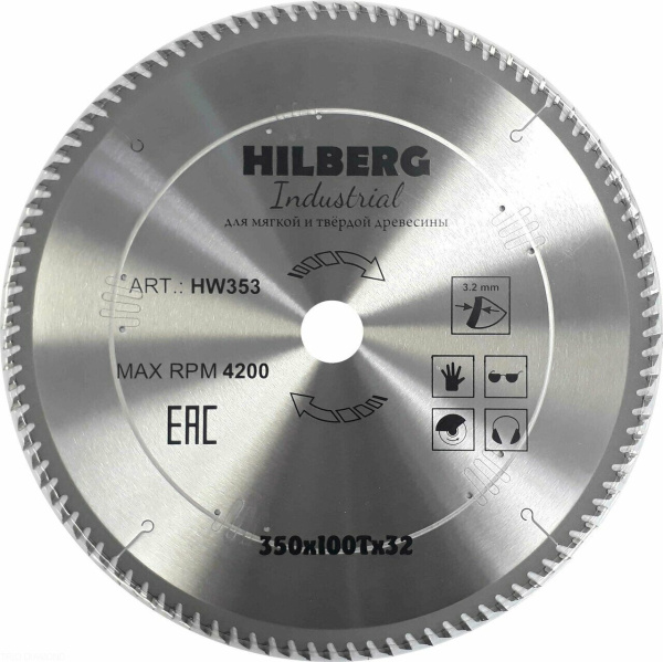 Диск пильный Industrial Дерево 350*32*100Т HW353 Hilberg