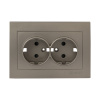 Валенсия Лицевая панель розетки 2-местной с/з 16А кашемир с защ, штор, EKF