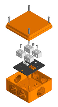 Коробка огнестойкая для о/п 40-0300-FR6.0-8 Е15-Е60 (латунь) 100х100х50 Промрукав (12 шт/уп)