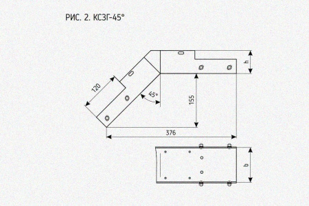 Лоток замковый глухой КСЗГ 200х100-45 УХЛ1 для поворота трассы вниз на 45, горячее цинкование, S1,5