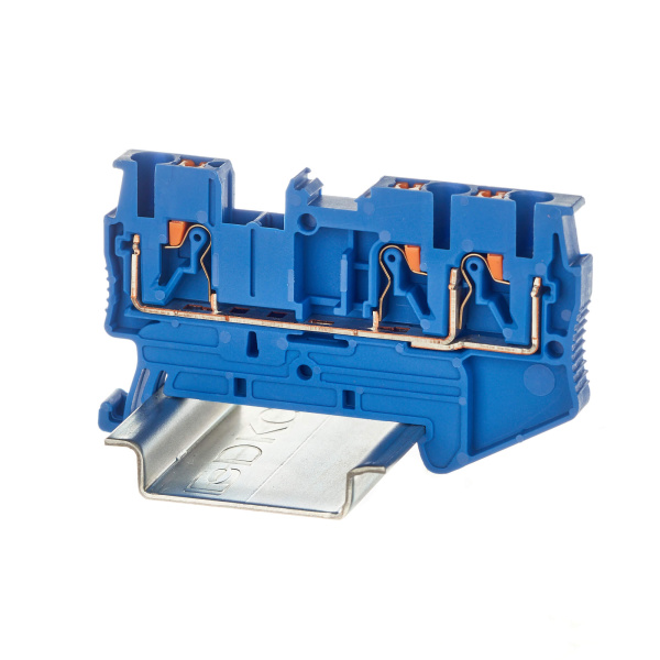 Клемма проходная, зажим push-in, 3 точки подключения, 2.5 кв.мм, синяя DKC