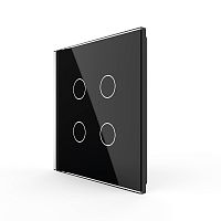 Панель для сенсорного выключателя UK стандарт, 4 клавиши, цвет черный, стекло Livolo