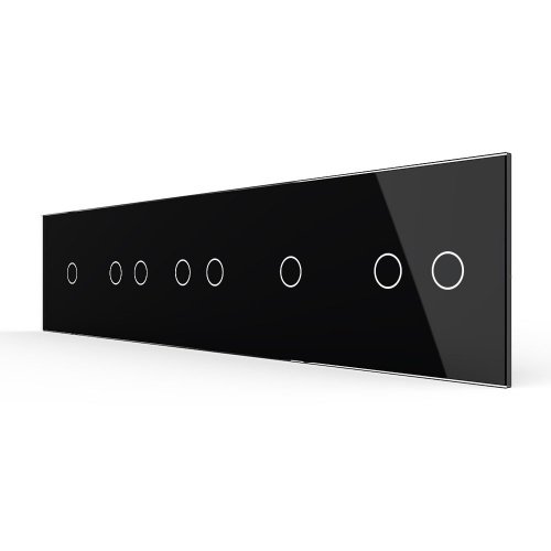Панель для пяти сенсорных выключателей, 8 клавиш (1+2+2+1+2), цвет черный, стекло Livolo