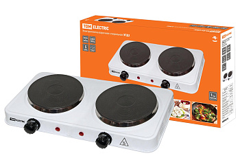 Электроплитка двухконф. ЭПД2 230 В, 2х1 кВт, диск, белая, TDM