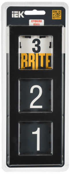 BRITE Рамка 3-мест. РУ-3-2-Бр стекло черн. матовый IEK