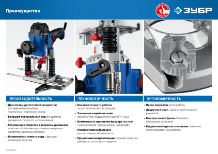 ФМР-1200 фрезер универсальный 1200 Вт. ЗУБР
