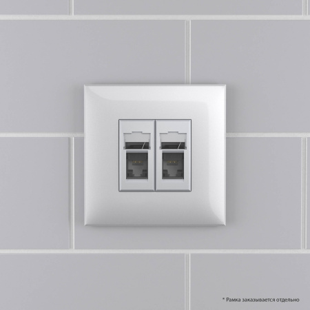 Компьютерная розетка RJ-45 в стену, кат.6 двойная,"Avanti", "Закаленная сталь" DKC