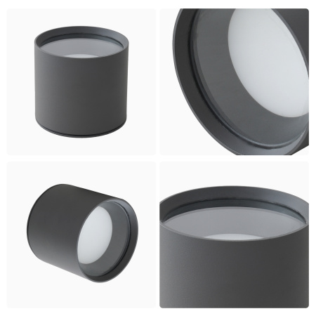 11-115 Светильник уличный, потолочный, 1хMAX 15Вт, 1хGX53, ~230В/50Гц, IP54, ø96х83мм, графит, алюминий, лампа в комплект не входит APEYRON