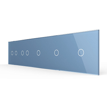 Панель для пяти сенсорных выключателей, 7 клавиш (2+2+1+1+1), цвет синий, стекло Livolo