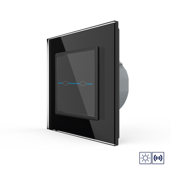 Сенсорный импульсный выключатель Quadro сухой контакт 2 клавиши 1 модуль Черный Livolo