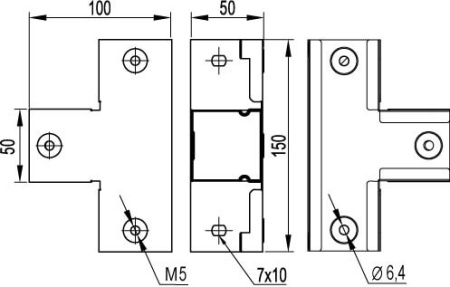 Ответвитель глухой горизонтальный Т-образный 50х50, цинк-ламельный DKC