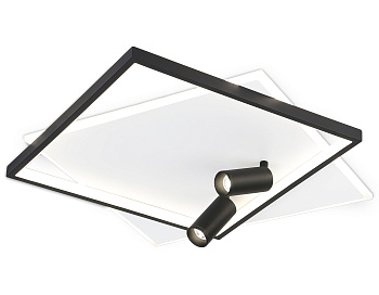 Светильник светодиодный настенно-потолочный с пультом FL5138/2+2 WH/BK белый/черный 77W 3000K/4200K/6400K+4200K 505*493*130 (ПДУ ИК) Ambrella Light