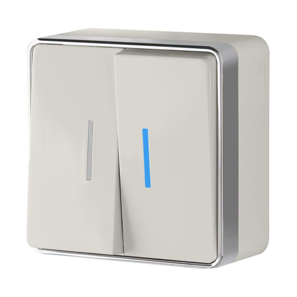 Выключатель двухклавишный с подсветкой (слоновая кость) Gallant ОУ IP20 Werkel