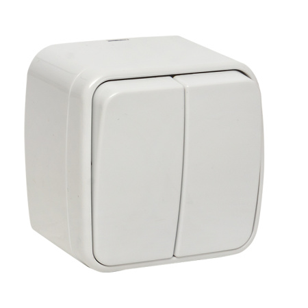 Минск Выключатель 2-клавишный ОП 10А белый Basic EKF