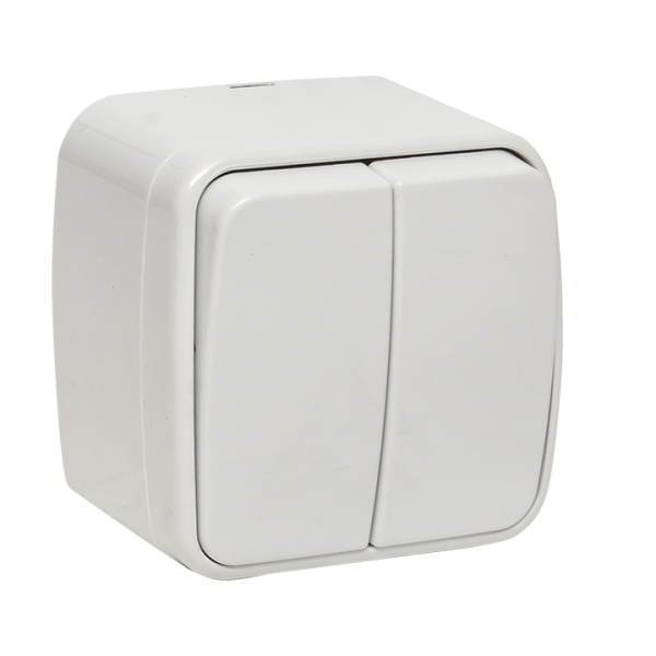 Минск Выключатель 2-клавишный ОП 10А белый Basic EKF