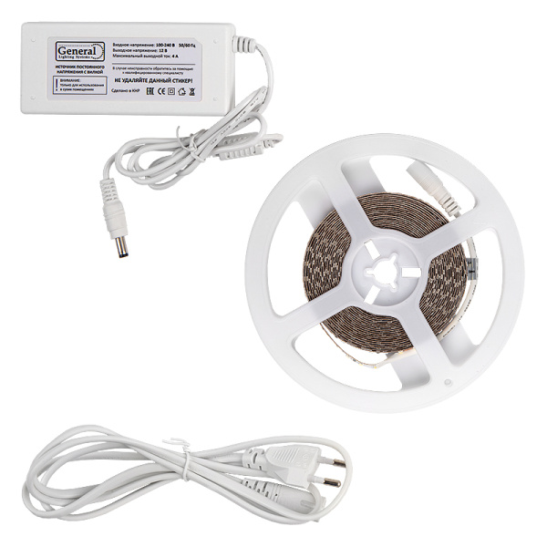 Комплект б/п+Лента св/д 12V 9.6W/m 120led/m IP20 6500K General