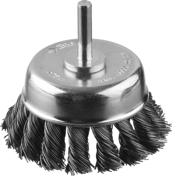 Профессионал. Щетка чашечная для дрели, жгутированная стальная проволока 0,5мм, 75мм ЗУБР