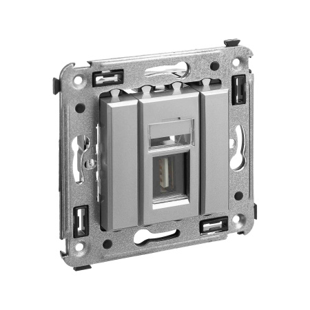 USB 2.0 розетка одинарная в стену, тип А-А, "Avanti", "Закаленная сталь" DKC