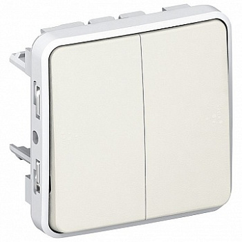 Plexo Переключатель открытый 2-кл 10А белый IP55 Legrand