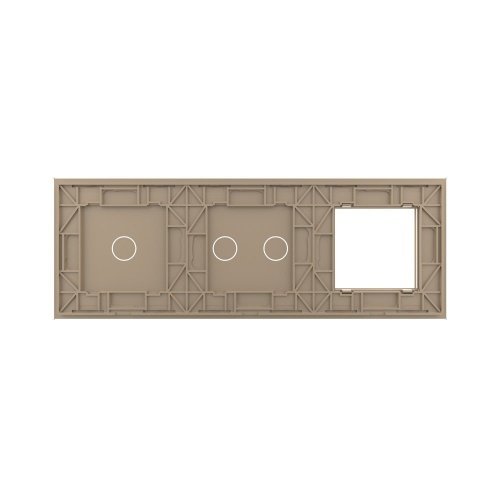 Панель для розетки и двух сенсорных выключателей, 3 клавиши (2+1), цвет золотой, стекло Livolo фото 4