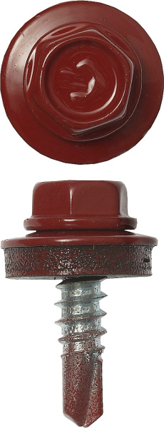 Саморезы СКМ кровельные, RAL 3003 рубиново-красный, 19 x 5,5 мм, 500 шт, для металлических конструкций, Профессионал ЗУБР