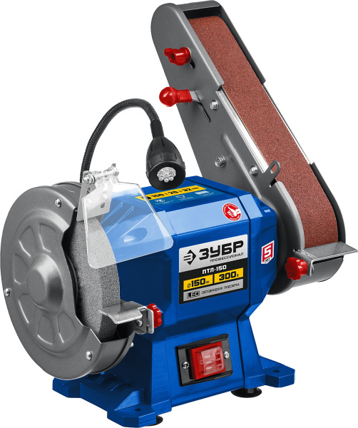 ПТЛ-150 заточной станок с шлифовальной лентой, d150 мм, 300 Вт ЗУБР