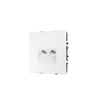 Розетка компьютерная встраиваемая Voltum S70 двойная RJ45+RJ45 КАТ.6, (белый матовый)