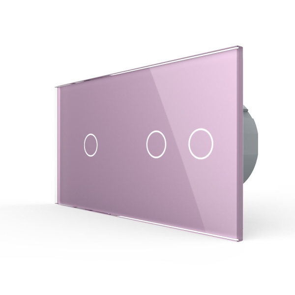 Сенсорный выключатель 3 клавиши (1-2), 2 поста Розовый Livolo