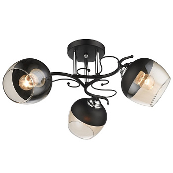 Люстра потолочная Хром, Черный/Черный, Прозрачный E27 3*60Вт 734-107-03 VELANTE