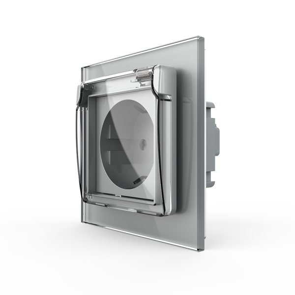 Розетка с крышкой 1 модуль Серая Livolo Розетка с крышкой 1 модуль Серая Livolo