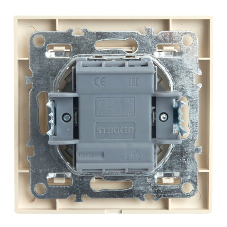 Переключатель 1-клавишный STEKKER PSW10-9005-02, 250В, 10А, серия Эрна, слоновая кость